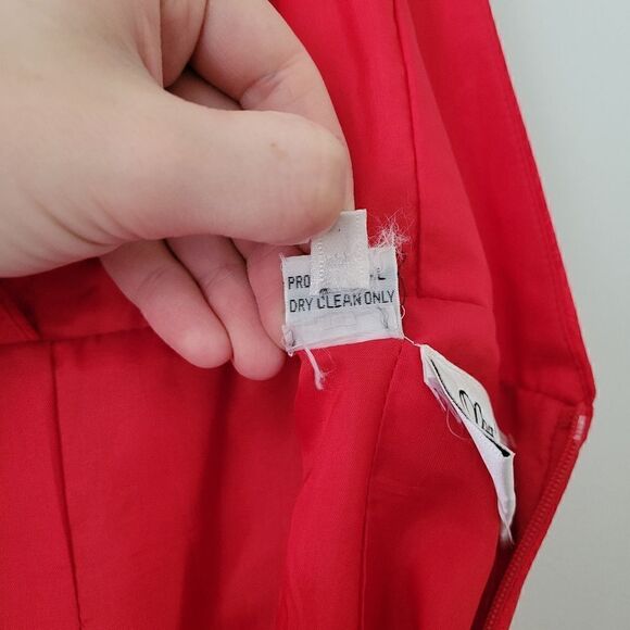 Oleg Cassini 100% Silk Dress Bright Red  Vintage 8 - Picture 8 of 9